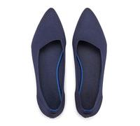 Frank Mully Women's Wide Width Flat Shoes, Comfortable Pointed Toe Flats for Wide Feet, Navy Blue, 6.5