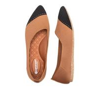 Frank Mully Women's Wide Width Flat Shoes, Comfortable Pointed Toe Flats for Wide Feet, Orange Black, 9