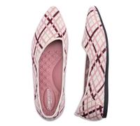Frank Mully Women's Wide Width Flat Shoes, Comfortable Pointed Toe Flats for Wide Feet, Pink Strips, 8