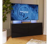 Frank Olsen Intel 1200 Black High Gloss Corner Tv Cabinet With Led Mood Lighting