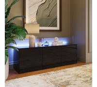 Frank Olsen Intel Black High Gloss Large Tv Cabinet With Led Mood Lighting