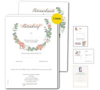 Frank Paperman® Godfather Letter for Godparents, Set of 3, Christening Certificates Gift for Godmother Godmother Ask Baptism Letter Godchild Floral