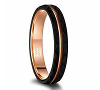 Frank S.Burton 4mm 6mm 8mm Tungsen Rings for Women Men Black and Rose Gold Plated Thin Stacking Rings Hammered Matte Finished Engagement Wedding Bands Comfort Fit Size 5-14, Tungsten Carbide, No