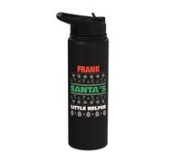 Frank Santa's Little Helper Funny Frank Name Christmas Stainless Steel Insulated Water Bottle