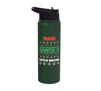 Frank Santa's Little Helper Funny Frank Name Christmas Stainless Steel Insulated Water Bottle