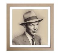 Frank Sinatra Drawing Framed Print | 18x18 Inch Oak Framed Wall Art | Ready to Hang | Modern Nature Picture | Living Room Bedroom Lounge Office