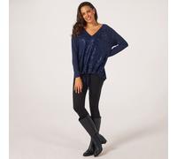 Frank Usher Jersey V Neck Top With Sequins & Draw Cord BLACK SMALL MEDIUM