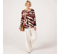Frank Usher Printed Top with Contrast Cuffs NAVY MULTI LARGE / EXTRA LARGE