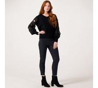 Frank Usher Stretch Pull On Straight Leg Ankle Trousers BLACK SMALL MEDIUM