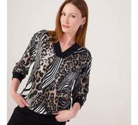 Frank Usher V-Neck Printed Top With Border RUST MULTI LARGE / EXTRA LARGE