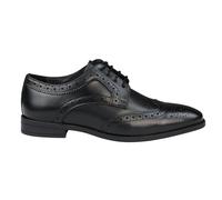 Frank Wright Mens Real Leather Smart Shoes Laced Brogue Shoes Black Brown Classic Gatsby Dress - Black - UK 9