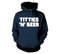Frank Zappa Titties ´N´ Beer Hoodie Blue S Regular Fit 280gsm Cotton Blend Back Print Drawstring Hood Kangaroo Pocket