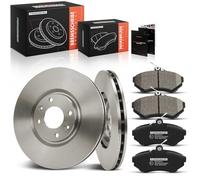Frankberg 1x Frankberg Discs Brake Disk + 4x Front brake pads 6N0615301D | Compatible with: Toledo I 1L2, Golf III Cabriolet 1E7, Polo 6N1, C.a.d.d.y II MPV 9K9B, Polo Variant 6V5, Arosa 6H1