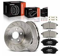 Frankberg 2x Brake Disc + 4x Brake Pad Front Axle Compatible with C-Class Coupe C204 C180 C200 CGI C220 CDI C250 C250 CDI 1.6L-2.1L 2011-2021 Replace# 2044210912 0054200820