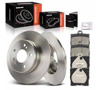 Frankberg 2x Brake Disc + 4x Brake Pad Rear Compatible with C-Class W203 C180-C220 1.8L-2.2L 2000-2007 E-Class W210 E200-E300 2.0L-3.0L 1995-2002 Replace# 2014230512 24207120