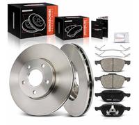 Frankberg 2x Brake Disc + 4x Brake Pad with Brake Lubricants Front Axle Compatible with C-Max II DXA/CB7 DXA/CEU 2010-2019 Focus III Saloon Replace# N2Y33328ZA