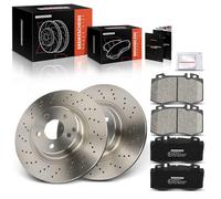 Frankberg 2x brake discs + 4x brake pads front axle with brake lubricant Compatible with S-Class W220 S320-S500 3.2L-5.0L 1998-2005 Replace# A2204210812