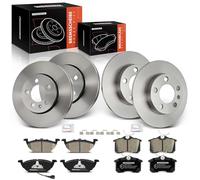 Frankberg 4x Brake Disc + 8x Brake Pad with Brake Lubricants Front Axle Rear Axle Compatible with Golf IV 1J1 1997-2005 A3 8L1 1996-2003 Polo 9A 9N 2001-2009 Replace# 1J0615301D