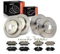 Frankberg 4x Brake Discs + 8x Brake Pads With brake lubricant Front Axle Rear Axle Compatible with M.i.n.i R56 1.4L-2.0L 2006-2013 Replace# 34116767143 34211503070