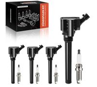 Frankberg 4x Ignition Coil + 4x Spark Plug 3-Pins Petrol Compatible with 500X 334 1.6L 2014-2020 Tipo Estate 356 1.6L 2016-2020 Renegade SUV B1 BU BV 1.6L 2014-2018 Replace# 55242406