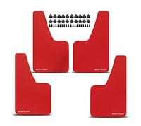 4x Universal Car Splash Guards Mud Flaps Fender Red Compatible with Hatchback Estate Saloon SUV Cabriolet MPV Pickup Van 360mm * 210mm