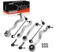 Frankberg 4x Wishbone Arm + 2x Ball Joint + 2x Tie Rod End Front Axle Compatible with 5 Series E60 2001-2010 5 Series Touring E61 2004-2010 Replace# 31126760181
