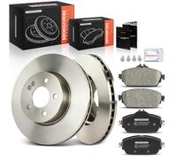 Frankberg Brake Kit incl. 2x Brake Disc + 4x Brake Pad Front Compatible with C-Class T-Model S205 C-Class W205 C-Class Cabriolet A205 Replace# 0004208700