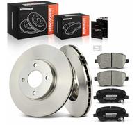 Frankberg Brake Kit incl. 2x Brake Disc + 4x Brake Pad Front Compatible with Micra IV K13K K13KK Note E12 Replace# D10601HA7B