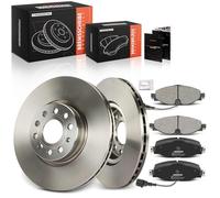 Frankberg Brake Kit incl. 2x Brake Disc + 4x Brake Pad Front Compatible with Passa.t Variant 3G5 CB5 Golf VII 5G1 BE1 BE2 BQ1 Replace# JZW615301H, 5C0615301B