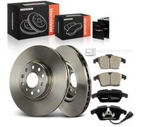 Frankberg Brake Kit incl. 2x Brake Disc + 4x Brake Pad Front Compatible with T.i.g.u.a.n 5N Q3 8UB 8UG S.h.a.r.a.n 7N1 7N2 A.l.h.a.m.b.r.a Replace# 1K0615301D