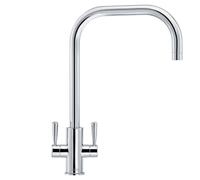 Franke Ascona Chrome U-Spout Twin Lever Modern Monobloc Kitchen Sink Mixer Tap