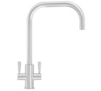 Franke Ascona Silk Steel U Spout Kitchen Tap Twin Lever Swivel Mixer
