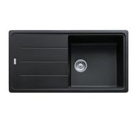 Franke Basis Bfg611-97 1-Bowl Granite Inset Kitchen Sink, Matt Black, 970 X 500 X 190mm With 90mm Basket Waste