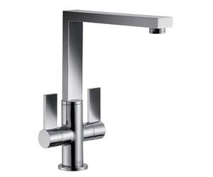 Franke Bern Square Style Twin Lever Swivel Spout Mono Mixer Chrome Kitchen Tap