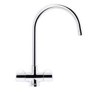 Franke Danube J Spout Traditional Twin Lever Chrome Kitchen Mixer Tap