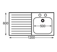 Franke E20602L Stainless Steel Sink, Self Assembly, 1200 mm Width