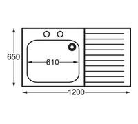 Franke E20610R Stainless Steel Sink, Self Assembly, 1200 mm Width