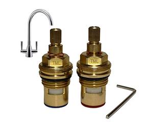 Franke Eiger Compatible Pair of Ceramic Tap Cartridges | Valves Quarter Turn 28 Spline