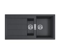 Franke Sirius 651 Tectonite 1.5 Bowl Inset Kitchen Sink, Carbon Black With Pop-Up Waste