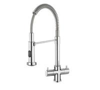 Franke Varzo Pull Out Mono Mixer Quarter Turn Twin Lever Chrome Kitchen Tap