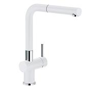 Franke White Polar Kitchen Sink tap Made of Granite (Fragranite) spout Active Plus Pull 115.0373.888