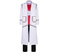 Franken Stein Cosplay Costume Maka Albarn Cosplay Outfits, White Uniform Trench Coat Jacket Suture Line Pattern Pant Full Set Anime Cosplays Outfit Halloween Christmas Carnival Role Play Cloth