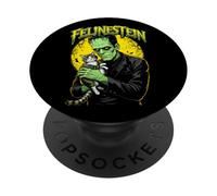 Frankenstein Cat Lover Felinestein Funny Halloween Monster PopSockets Adhesive PopGrip