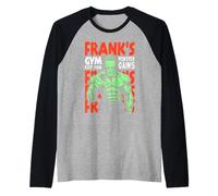Frankenstein Gym Frank's Monster Gains Vintage Halloween Raglan Baseball Tee