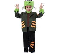 Frankenstein Halloween Costume for Kids, Monster Franky, Green, Baby Hat, Jacket and Trousers for Halloween, Carnival, Kids (4-6 Years)