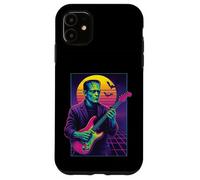 Frankenstein Halloween Monster Playing Guitar 80s Vaporwave Case for iPhone 11