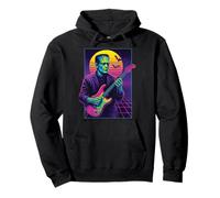 Frankenstein Halloween Monster Playing Guitar 80s Vaporwave Pullover Hoodie