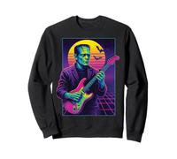 Frankenstein Halloween Monster Playing Guitar 80s Vaporwave Sweatshirt