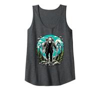 Frankenstein Hiking | Horror and Outdoor Lover Tank Top, Women, Dark Heather Grey, X-Large