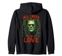 Frankenstein I Need Love | Grunge Horror Halloween Zip Hoodie